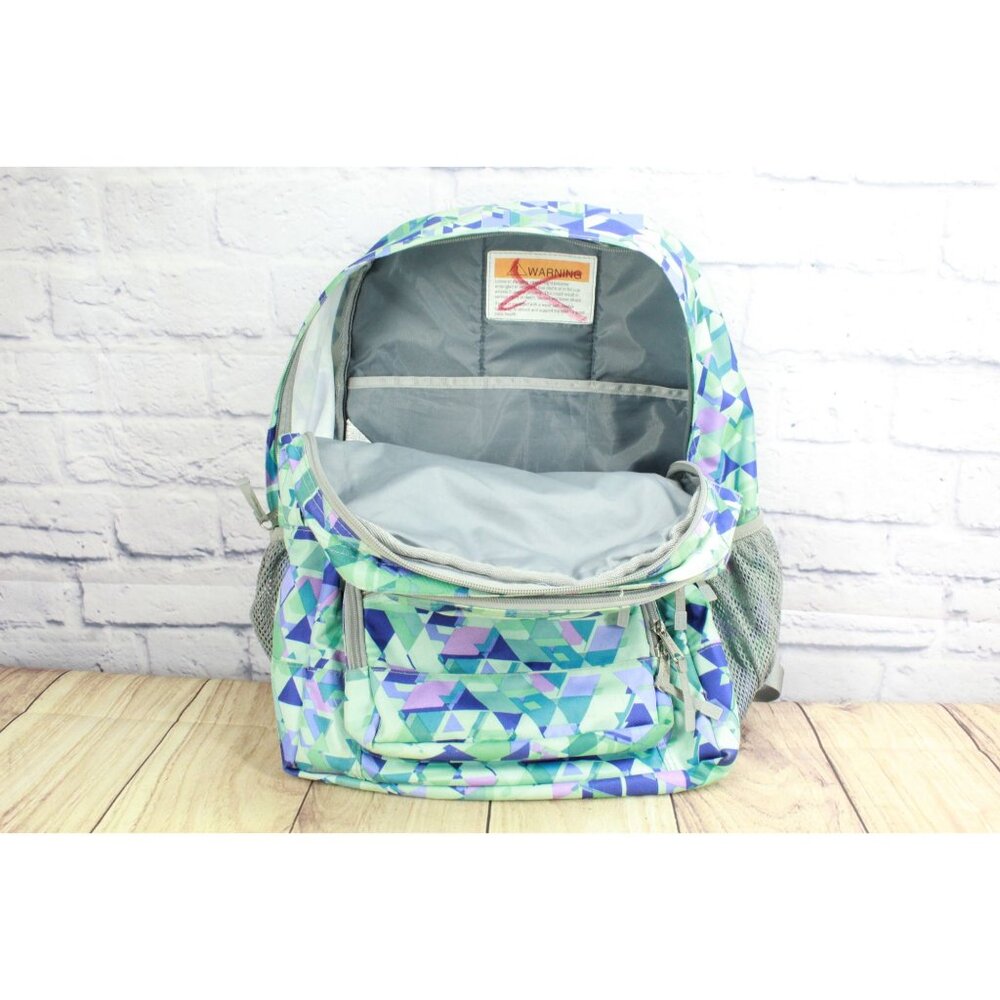 LL Bean Big Kids Citron Geo Polyester Deluxe Book Pack 37L Print School Backpack - Picture 10 of 12